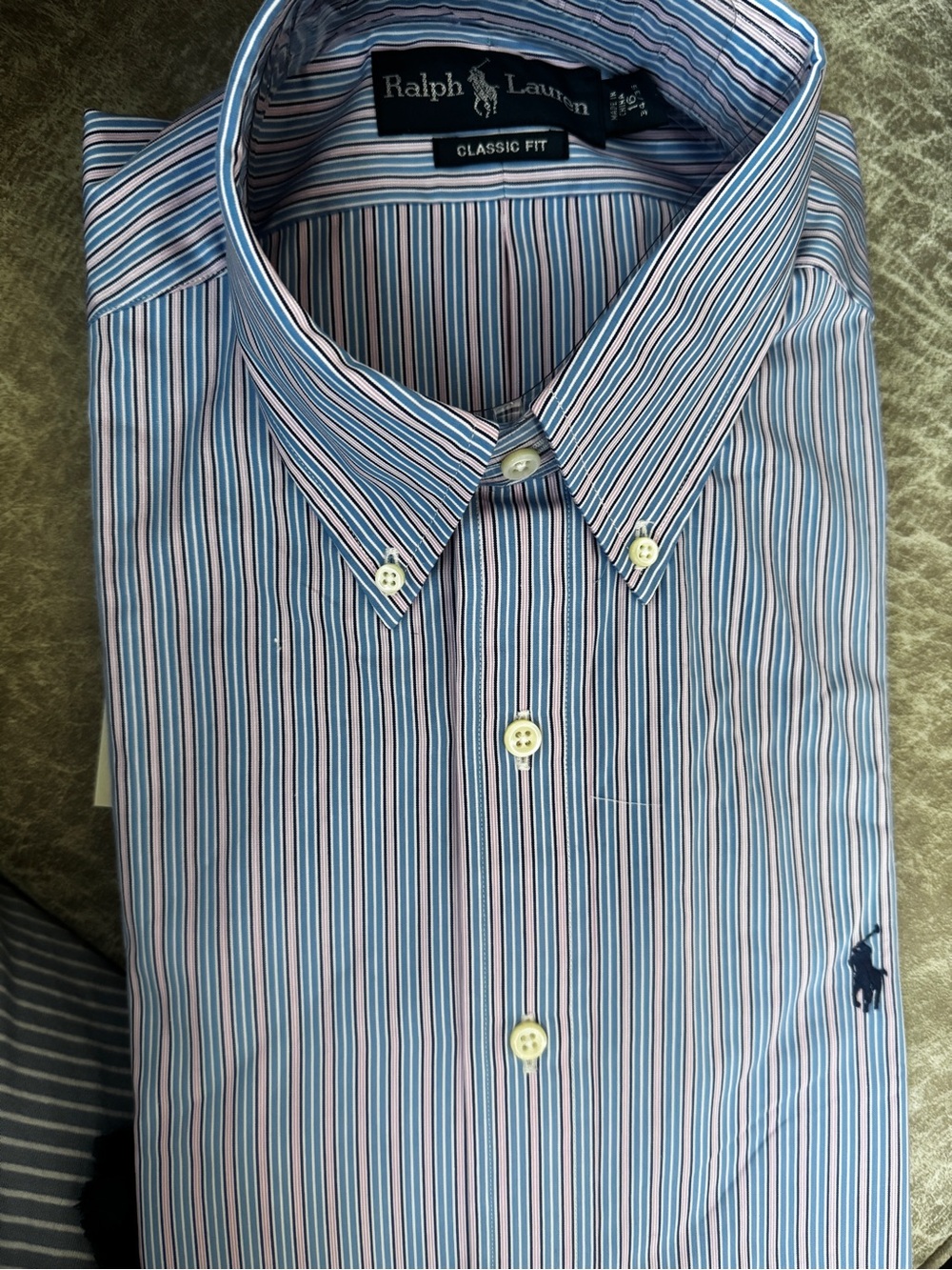 NEW NWT Size 16 34/35 Ralph Lauren Blue Pink Multi-Stripe Classic Dress Shirt - Picture 6 of 6